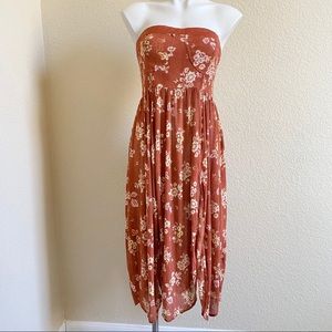 NEW Free People Floral Strapless Dress in Sz L